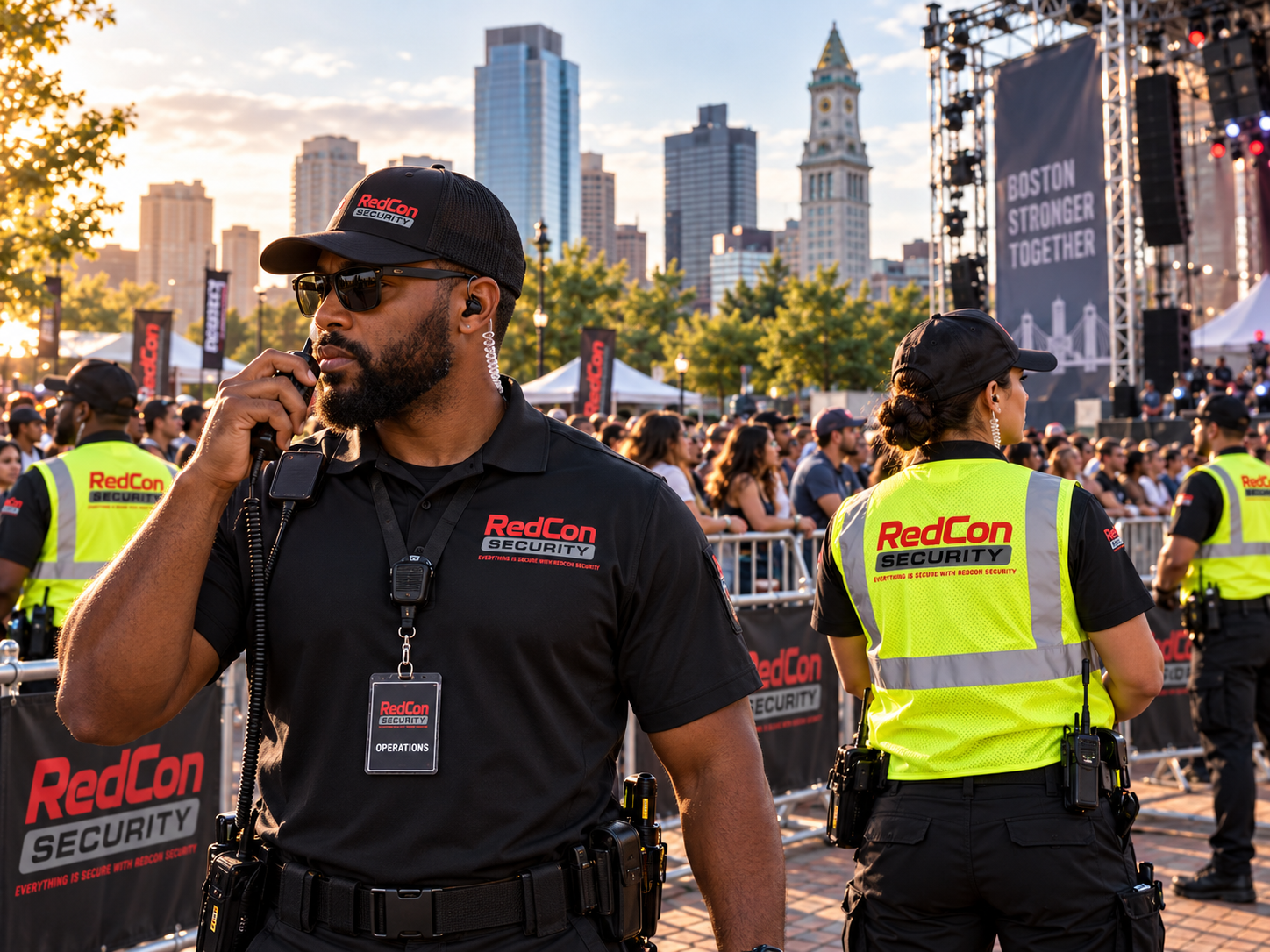 Redcon Security officers managing a Boston outdoor event